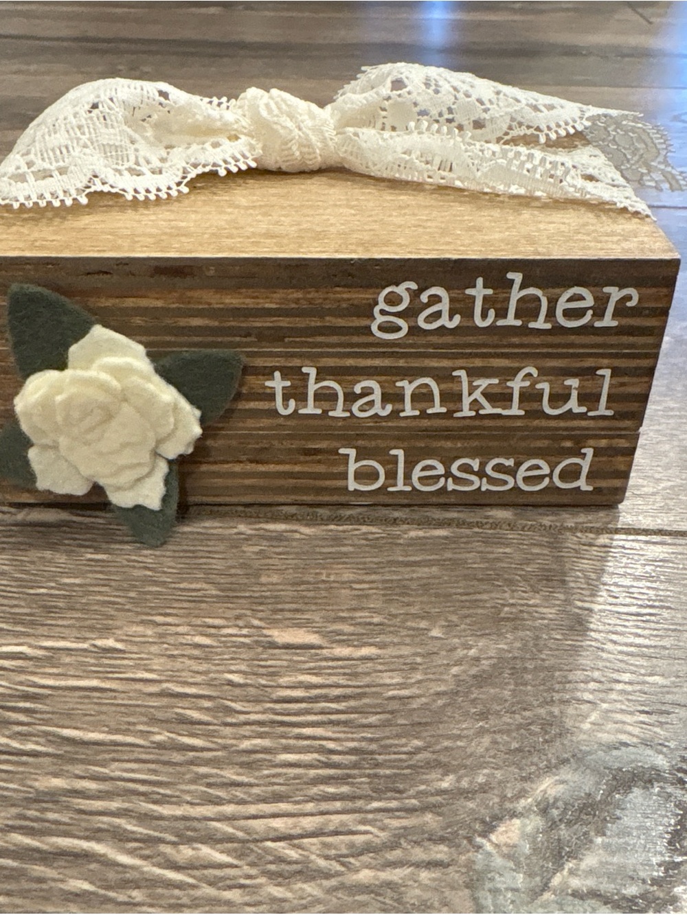 Wooden 'Gather Thankful Blessed' Decorative Book Stack